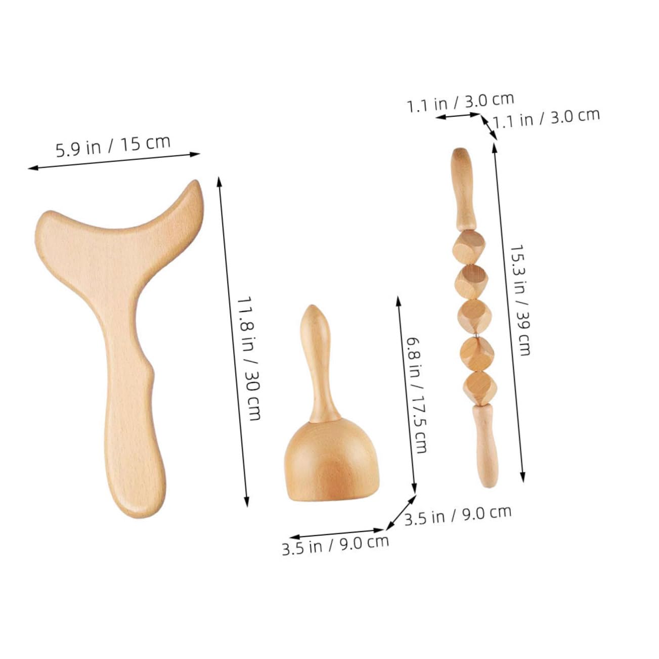 Set di Strumenti per Massaggio in Legno Rullo e Spatola per Massaggi Manuali, Leggeri e Riutilizzabili, per Rilassamento Muscolare a Casa