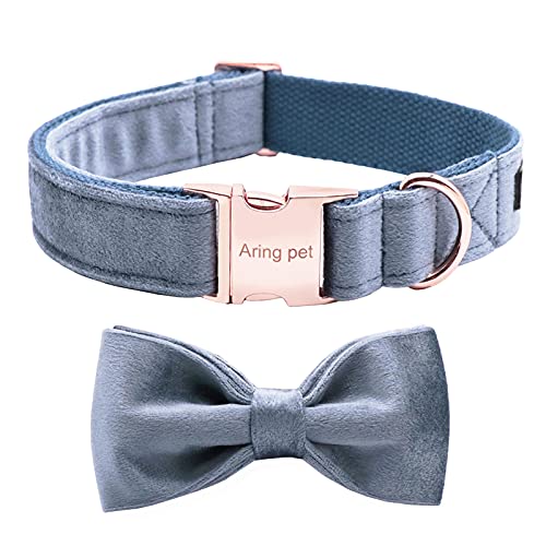 ARING PET Samt Hundehalsband-Adorable Blue Bowtie Hundehalsbänder, einstellbare weiche und Bequeme Samt Halsbänder Geschenke für kleine mittlere große Hunde Cover