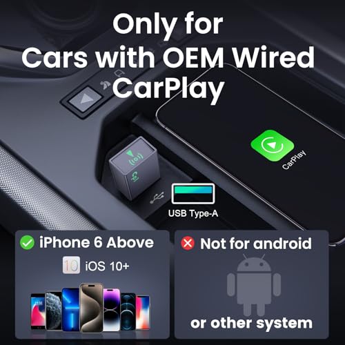 CNDPSTE Adaptador CarPlay sem fio para Apple Plug & Play converte dongle CarPlay com fio para sem fi