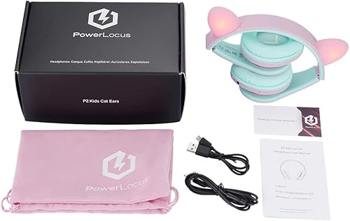 Miniatura 8 de PowerLocus Auriculares para niños sobre la oreja, auriculares inalámbricos Bluetooth para niños, con micrófono, volumen limitado seguro de 85 DB,
