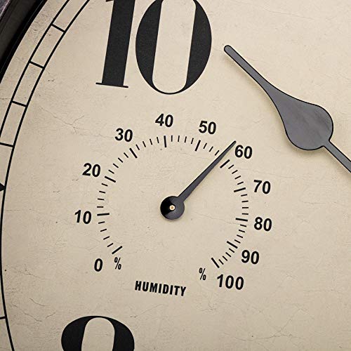 Foxtop Indoor Outdoor Waterproof Wall Clock With Thermometer And Hygrometer Combo, 12 Inch Retro Silent Non-Ticking Battery Operated Quality Quartz Round Clock For Patio Home Decor (Bronze) #TOP4