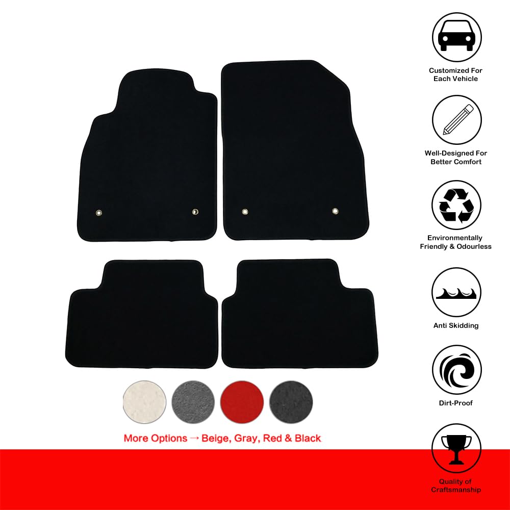 Floor Mats Compatible with 2008-2015 Chevrolet Cruze, 2016 Cruze Limited, Black Nylon Flooring Protection Interior Carpets by IKON MOTORSPORTS, 2009 2010 2011 2012 2013 2014 2015
