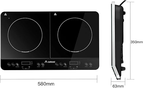 Miniatura 8 de Aobosi - Quemador de doble inducción con temporizador de 240 minutos, 2 quemadores de inducción de 1800 W con 10 ajustes de temperatura, 9 ajustes