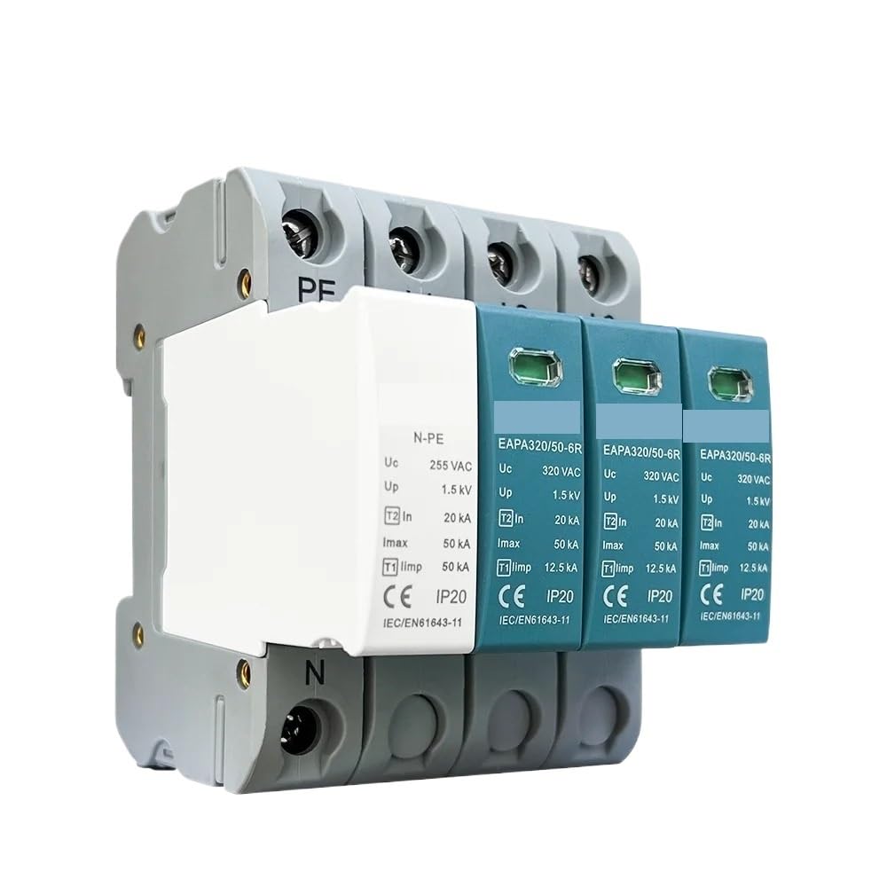 Protezione da sovratensione T1+T2 AC 50KA, 3+NPE 220 V 320 V 440 V AC SPD protezione da sovratensione a 3 fasi con segnalazione a distanza (3 NPE 275 V, con RC)