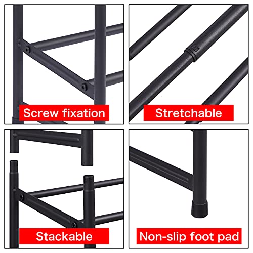 Tajsoon 2-Tier Stackable Shoe Rack Organizer, Expandable & Adjustable Metal Iron Shoes Storage For Entryway Doorway, Black #TOP6