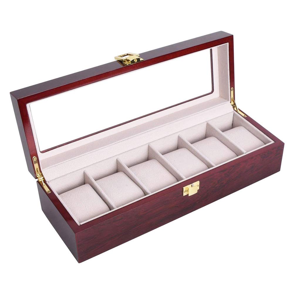DFHEsdfD Watch boxes, 2-12 Grids Wooden Watch Storage Case Display Box Jewelry Collection Organiser Holder