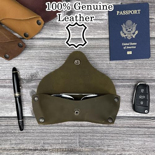 Image of Leather Glasses Case for Men - Vintage Rustic Belt Eyeglass Holder