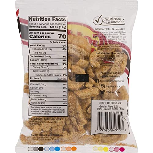Golden Flake Super Cracklin Strip w/Red Pepper Seasoning 3 oz (Pack of 4)