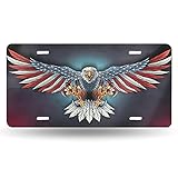 Snowmolle American Flag Eagle Flying License Plate Decorative Car Front License Plate Cover Vanity...