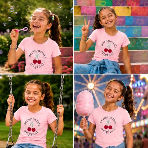 Image of Girls T Shirts - Soft Cotton Blend Short Sleeve Cute Graphic Tees - Classic Crewneck Logo Tee Girls Shirts (Sizes: 7-16)