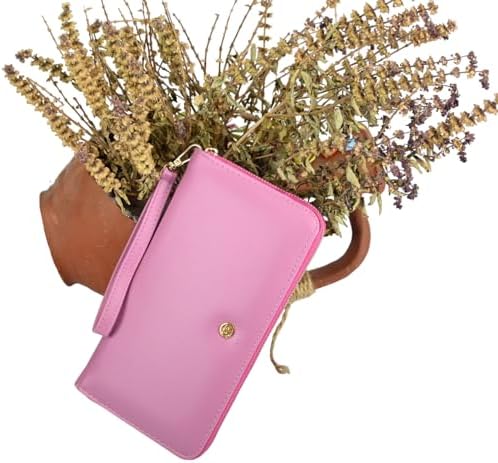 SİA ÇANTA Ollbag Sade Narin Doku Büyük Boy Kadın Pörtföy Cüzdan Geniş İç Tasarım Rahat Kullanım Telefon Gözlü Bileklikle Taşınabilir Cüzdan PEMBE BÜYÜK BOY - Görsel 5