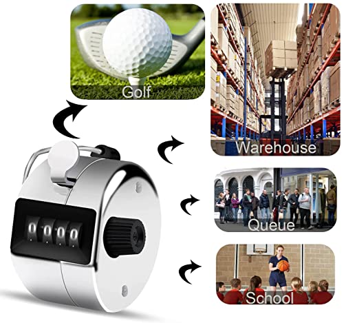 Nc 1 And 4 Pack Metal Handheld People Lap Counter Clickers With 1 Lanyard And 1 Carabiner – Manual Mechanical Silver Steel 4 Digit Number Finger Ring Click #TOP4