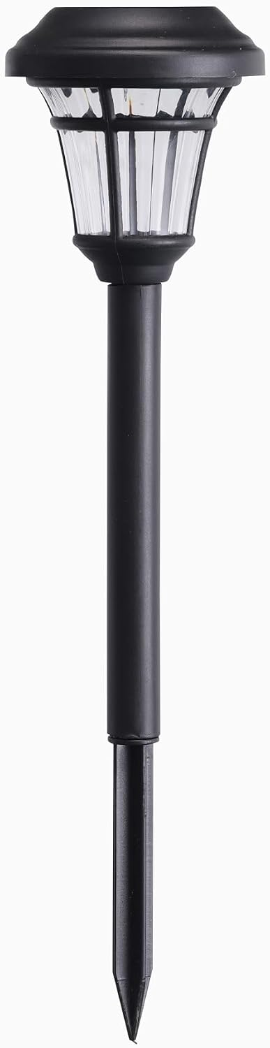 6-Pack Solar Path Lights, Matte Black, Durable Plastic, Amorphous Solar Panel, Warm White LED, Auto On/Off, Tool-Free Installation, IP45 Waterproof Outdoor Landscape Lights [W58340]