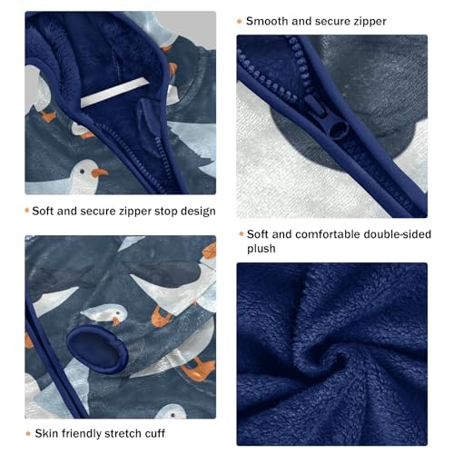 Birds Flying in Pattern Toddler Fleece Jacket Girl Boys Hooded Fleece Jacket Coat Warm Outwear Zip-up 3-10T3