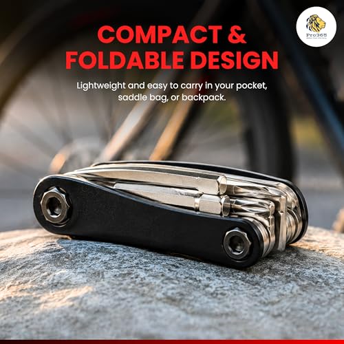 Image of PRO365 16-in-1 Bicycle Repair Tool Kit | 1 Year Brand Warranty | Foldable Multitool with Allen Keys, Screwdrivers, Spoke Wrench & Socket Spanner | Cycle Maintenance Tool for MTB, Hybrid & Kids Bikes