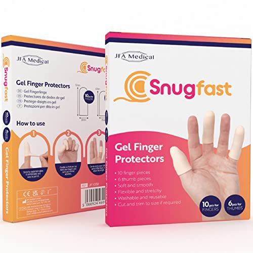 JFA Medical Snugfast Gel Finger Protectors Finger Cots Finger Bandage Finger Sleeves - Box of 16