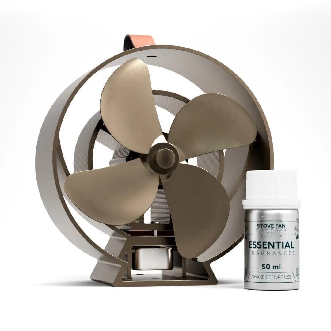 Arrows UK Stove Fan Company Brushed Bronze Viking Ember Heat Powered Stove Fan - Thermoelectric Eco Fan For Wood Burners, Log Burners & Multi-Fuel Stoves with Built-In Fragrance System