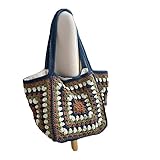 Crochet Tote Bag, Granny Square Bag, Crochet Hobo Bag, Crochet Shoulder Bag, Crochet Bag, Handmade Bag, Colorful Knitted Bag, Big Capacity Shopping Work Bag, Bag for School, Office, Travel