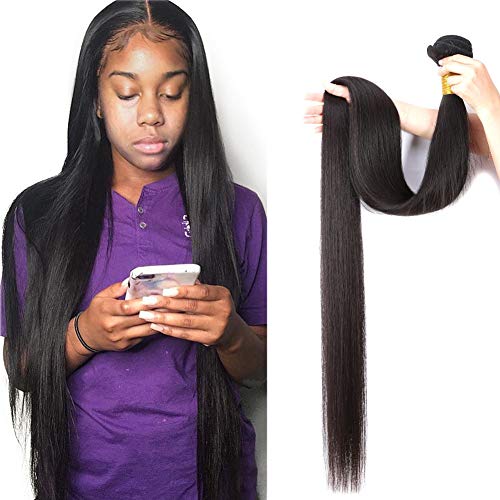 10A Straight Human Hair Bundle 100% Virgin Brazilian Hair 1 Single Bundle 28 Inch Straight Weave Hair Human Bundle Natural Color Unprocessed Remy Hair Bundle(28 inch)