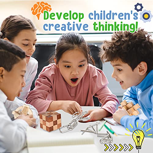 Brain Teasers Metal Puzzles For Kids & Adult 22Pack, Mind, Logic And Iq Game Test Toy For Teens, Disentanglement 3D Coil Cast Wire Chain Intelligence Toy For Party & Office, Puzzle Travel Games (Hard) #TOP1