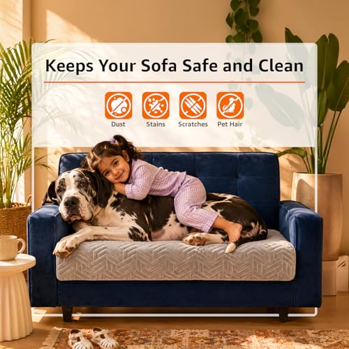 Image of Amazon Basics - Velvet Quilted Make Your Own Sofa Cover |70 x 120 cm| Microfiber Sofa Slipcover (Striped,Silver, 2 Seater)