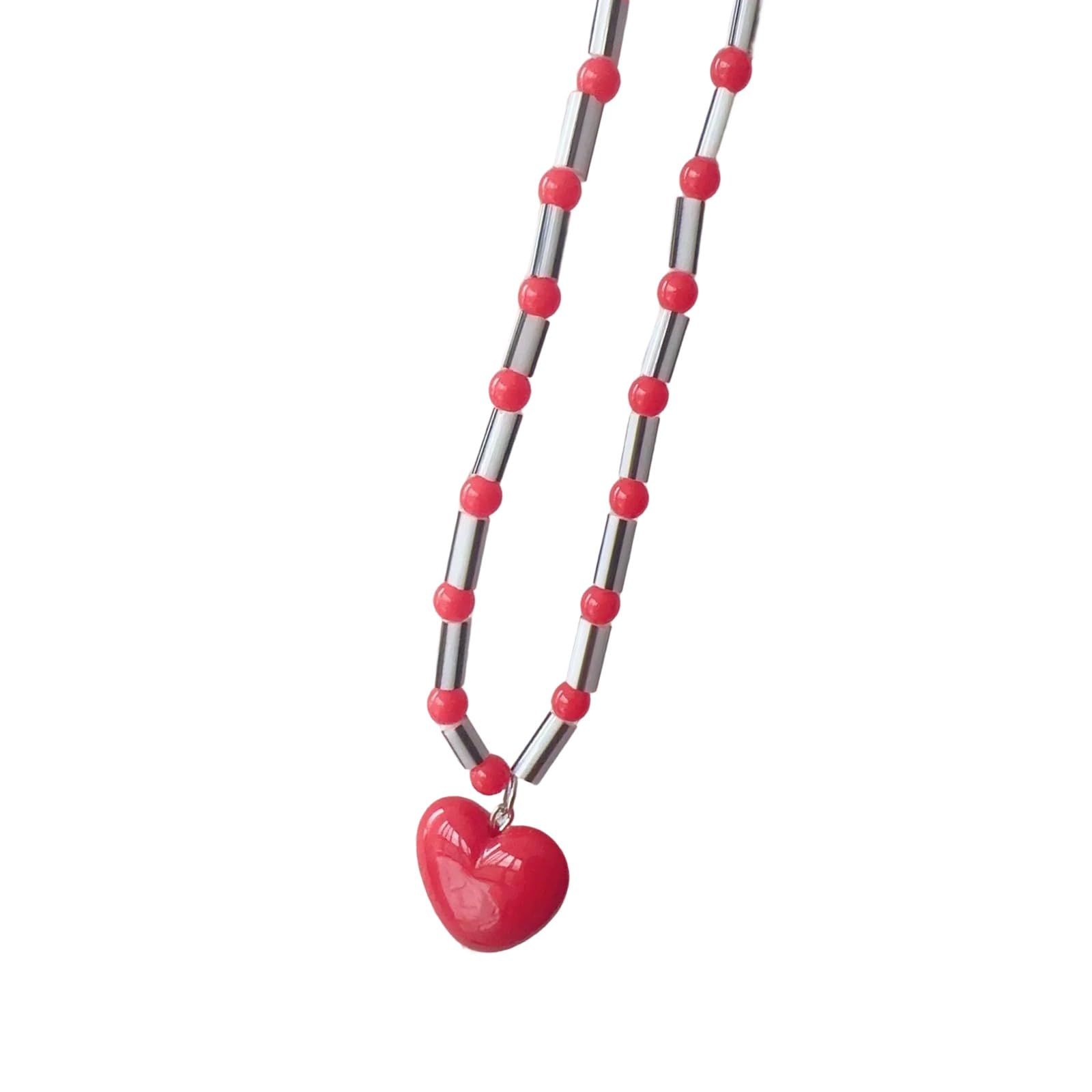 Collana a catena regolabile con perline collana a catena con ciondolo a cuore ciondolo a forma di cuore gioielli per collo in resina texture per collane quotidiane per donne