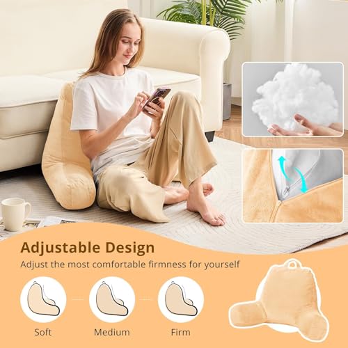 Image of Sasttie Reading Pillow for Bed, Back Pillow for Sitting Up, Camel