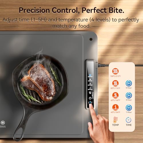 DIGIX Food Warming Mat Extra Large, XXL 36"x16", Warming Mat For Food, Food Warmer Chafing Dishes, Portable Food Warmers Trays for Parties Buffet, 4 Level Temp, 3 Timer Settings (Grey) by DIGIX - Image 4
