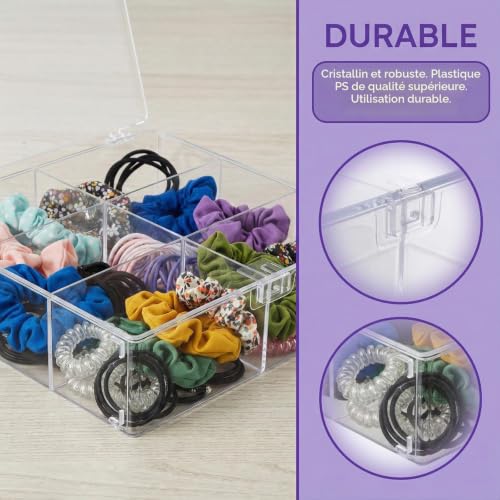 Samlonge Organiseur d'accessoires pour cheveux, 6 compartiments Transparent – vue 3