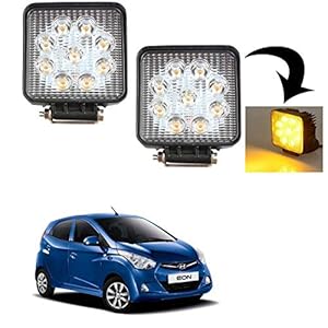 Kandid Fully Waterproof 9 Led Square Headlight For Hyundai Eon (Set Of 2)