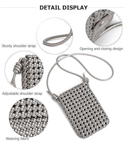 Image of myfriday Mini Quilted Crossbody Purse, Chain Strap Summer Shoulder Bag | Metal ball chain adjuster, snap closure and lightweight phone pouch add cute summer carry for holidays and shopping