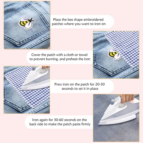 Wonmon 80Pcs Bee Embroidered Patches, Cute Bee Shape Embroidered Iron On Patches For Kids Adults Clothing Bags Hats Jackets Jeans, Diy Accessories Embroidery Patches Sewing Craft Decoration Gifts #TOP5