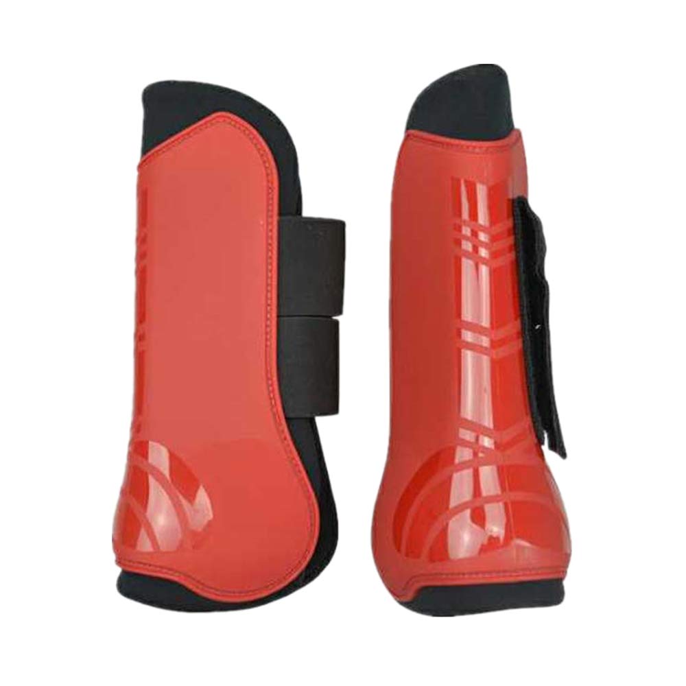 UNISTRENGH Horse Care Boots Open Front Jumping Tendon and Hind Fetlock Horse Secure Leg Protection Boots Lightweight Tough Dressage Horse Riding Equestrian Equipment (Red (2* Front Boots))