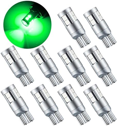 Lesercfbry 2 pcs LED Green Car Light Bulbs T10 W5W Wedge 9SMD 3030 Super Bright LED Light bulbs W5W 2825 158 192 168 194 trucks 12v-24V
