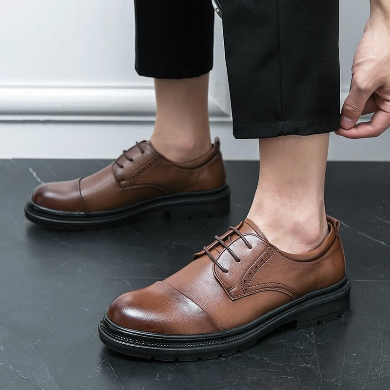 Men Bussiness Formal Oxfords Fashionable Platform Brogue Shoes Elegant All-Match Vintage Wedding Prom Shoes2