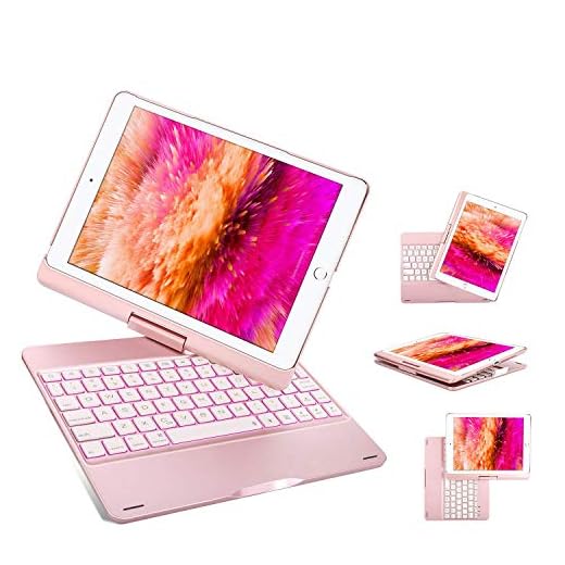iPad Keyboard Case 9.7 for iPad 2018 (6th Gen) iPad 2017 (5th Gen) iPad Pro 9.7 iPad Air 2 & Air 1 - Wireless Keyboard Auto Sleep/Wake - Backlit 12 Color - iPad Case with Keyboard - Rose Gold
