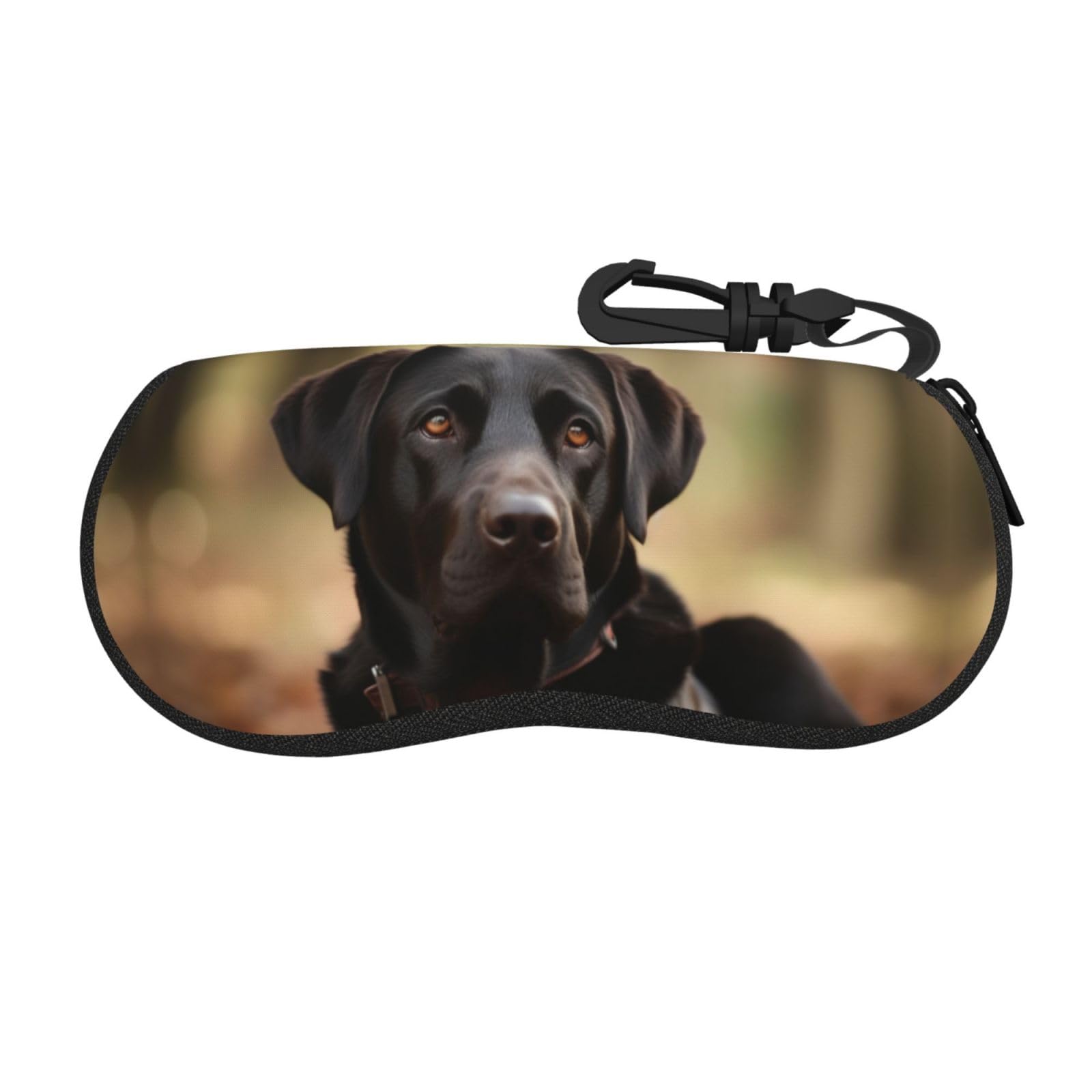 cute Labrador Dog Sunglasses Case, Ultra Light Neoprene Eyeglass Case for Men Women, Hard Shell Shockproof Sport Glasses Case with Carabiner Travel Zipper Eyeglasses Holder