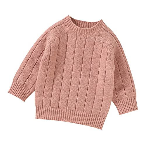 Generisch - Tenue chaude d'hiver pour nouveau-né bébé fille garçon mignon à manches longues pull en tricot solide pull hauts cardigan filles, Rose, 12-18 mois