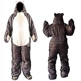 Adult Wearable Sleeping Bag with Feet Legs Arms, Full Body Wearable Sleeping Bag Lightweight Bear-Shaped Brown Sleeping Pouch for Outdoor Camping Office Hospital,Zipper Design XL