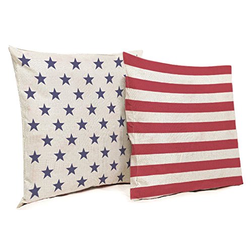 Kaba Flair July 4th Decorations - American Flag Inspired Pillowcase Covers - Stars and Stripes Cushion Design - 2 Count - Be Patriotic On Independence Day