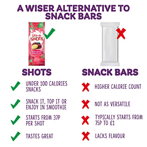 Whitworths Shots Berry & White Chocolate | 20 X 25g | Yummy Fruit Snacks | Vegetarian Trail Mix, GMO-Free, Low Calorie Snack (Just 98 Calories) | Healthy Snack with Fibre