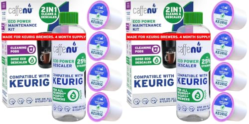 Image of Caffenu Keurig Descaling Solution and Cleaning Pods, 4-Use Combo Bundle (Pack of 2)