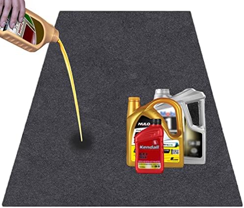 36x60 Inches Garage Floor Mat Rubber Backing Layer Waterproof Oil Drain Pan Absorb Liquid Garage Mat for Under Car Protects Floor Washable and Reusable Motorcycle Mat