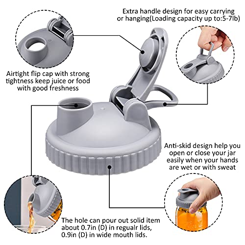 Trusber 4 Pack Reusable Lid Fits Mason Jar Regular Mouth (70Mm), Plastic Drinking Lids With Pour Spout Compatible With Mason Jars, Dishwasher Safe (Jar Not Included) #TOP2