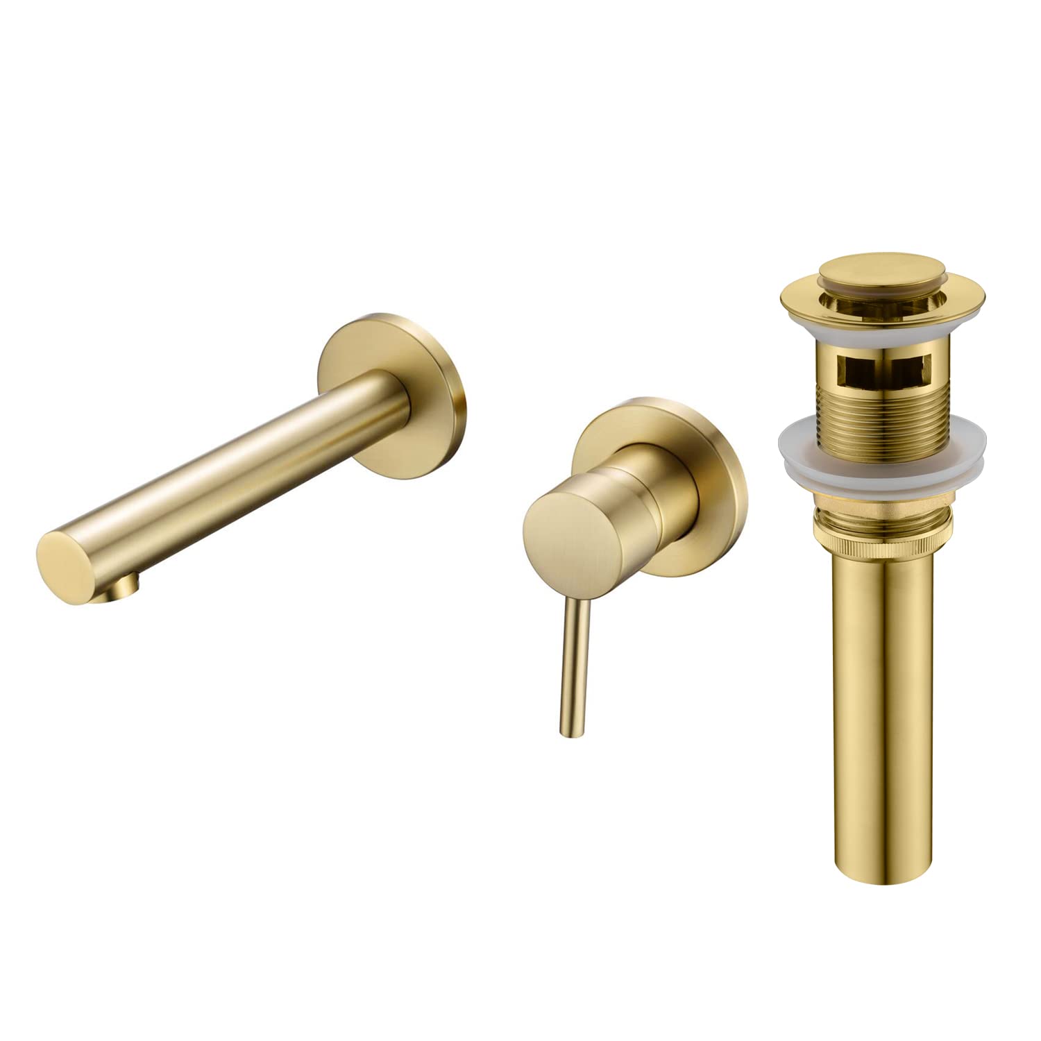 Nfusrxmbk Gold Wall Mount Bathroom Faucet S1400bgi + S7304bg Pop Up Drain With Overflow