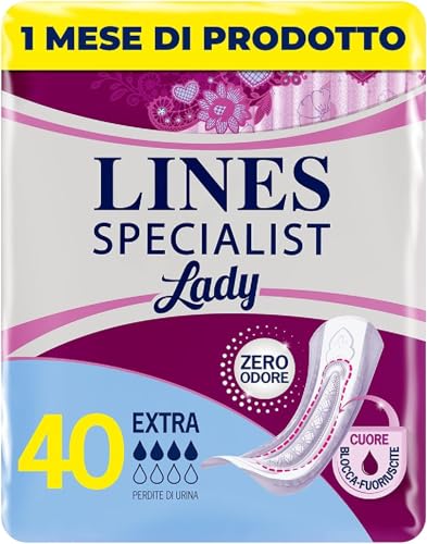 Lines Specialist Lady Extra, Assorbenti Per Incontinenza Donna, Con Tecnologia Zero Odore E Barriere Laterali Protettive, Scorta Mensile, 4 Confezioni