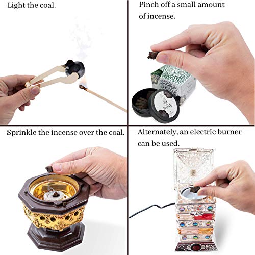 Am Led Electric Incense Burner – Bakhoor Insence Holder - Frankincense Resin Burner - For Home Decor, Study, Bedroom, Yoga, Spa & Aromatherapy - 8” Tall (Silver) #TOP2