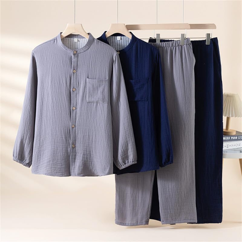 Shanghai Story Japanese Style Casual Cotton Gauze Sleepwear Set Long Sleeve Pajamas Loungewear Spring Summer2