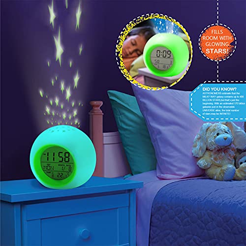 Tarklanda Alarm Clock For Kids,Moon Stars Projector Alarm Clock,7 Color Changing Night Light,Snooze Touch Control Temperature For Kids’ Bedroom, Digital Clock For Girls Boys Children Birthday Gifts #TOP4