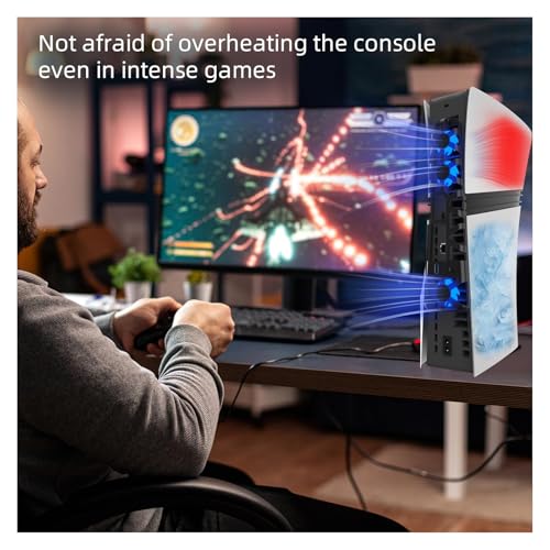 PS5 Pro Cooling Fan with USB Port, Triple High-Speed Fans for Efficient Heat Dissipation, Adjustable Speed Modes, Blue LED Lights, Quiet Operation for PlayStation 5 Pro Console by NANANINO - Image 7